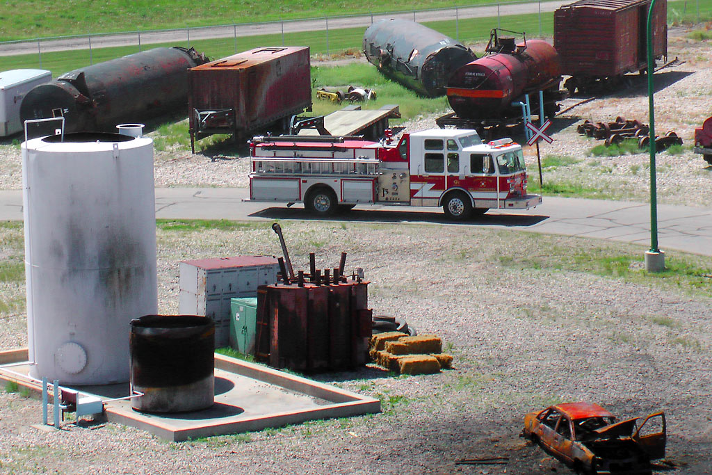 pst location and firetruck on road